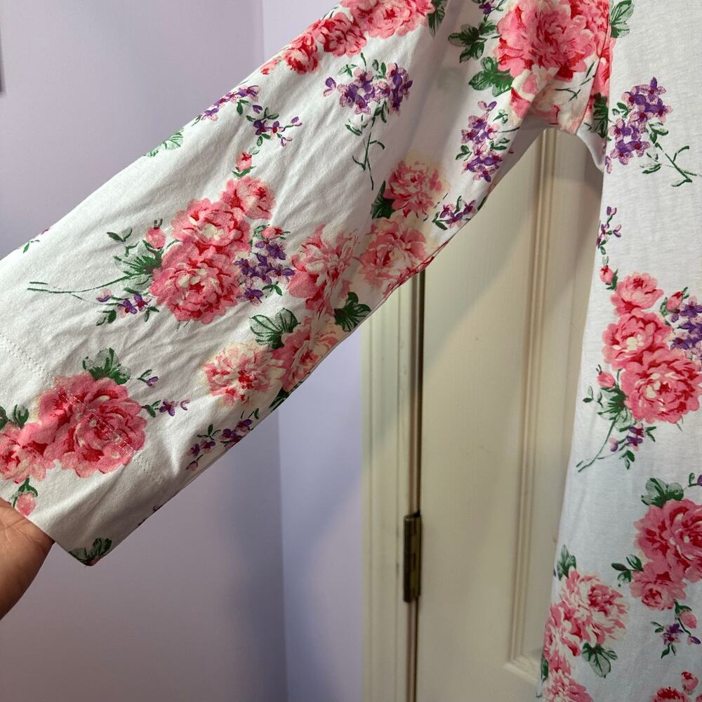 The Vermont Country Store Floral Cottagecore Coquette Romantic Robe Size M - Picture 5 of 14